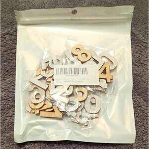 Laser Cut Wood Number - 1" Tall Craft Embellishments Cutouts Set of 60 pieces